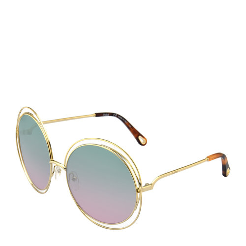 CHLOE/克洛伊 蔻依 金色 圓形 大框 女士 太陽鏡 漸變色鏡片 墨鏡 眼鏡 CE114SD 62mm CHLOE 克洛伊