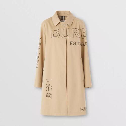 BURBERRY 22年秋冬 女士 Horseferry 印花棉質(zhì)嘎巴甸輕便大衣 80337941 預定商品1-3周發(fā)貨