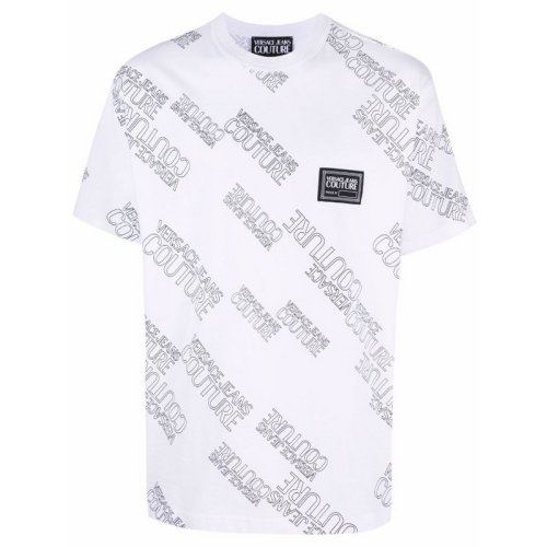  VERSACE JEANS COUTURE 男士白色棉質(zhì)短袖T恤 72GAH6R3 JS043 003 PLFSX
