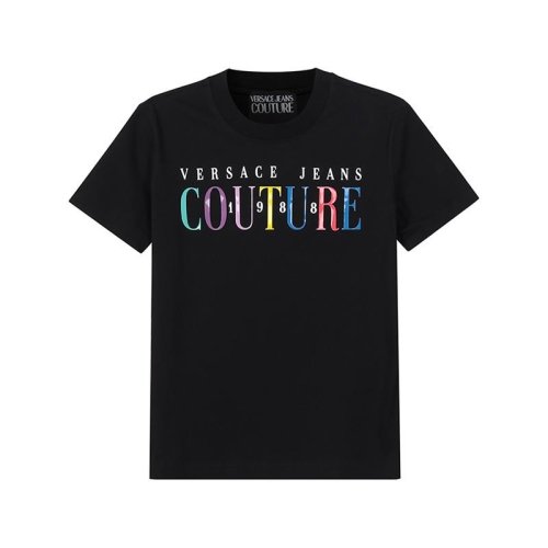  VERSACE JEANS COUTURE 女士黑色棉質(zhì)短袖T恤 72HAHT06 CJ00T 899 PLFSX