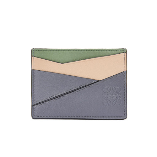  LOEWE/羅意威 22新款Puzzle系列 女士灰色/自然色/綠色三色拼接經(jīng)典小牛皮卡包卡片夾C510V33X05-2828