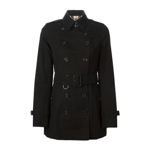 BURBERRY/博柏利  女裝 服裝 女士經(jīng)典雙排扣黑色棉質(zhì)格紋內(nèi)襯修身外套 女士風(fēng)衣