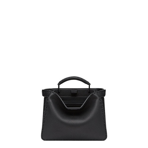 FENDI/芬迪 22春夏新款Peekabo系列 男士迷你ISeeU黑色小牛皮可拆卸雙F老花內(nèi)袋手工縫制托特包手提包單肩包7VA530AHTUF0QA1