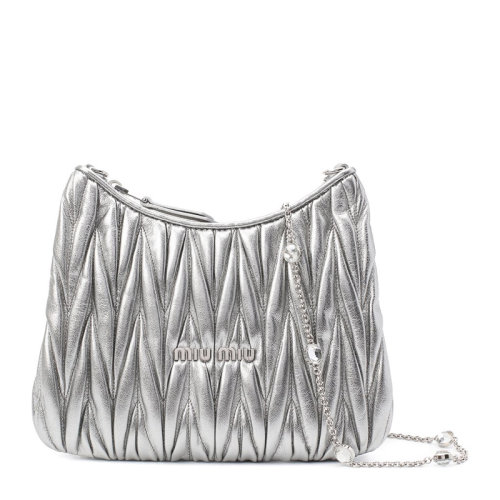 Miu Miu/繆繆 女士銀色單肩包 5BH189-2CE3-F0135