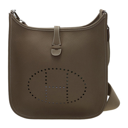 HERMES/愛馬仕 EVELYNE 系列女士灰色牛皮百搭單肩包斜挎包女包 EYN183PM