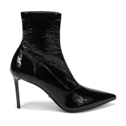 PRADA/普拉達(dá) 女士織物配皮尖頭高跟鞋靴子短靴 1T003M 3LBK F B085