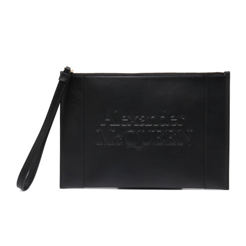 Alexander McQueen/亞歷山大麥昆字母壓印牛皮革通用手挽手拿包6330631X3H3