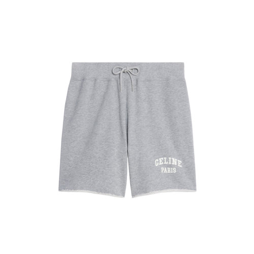 CELINE/賽琳 22年春夏新款 女士灰色/米白色純棉抓絨Logo刺繡短褲2Z184670Q.09OW