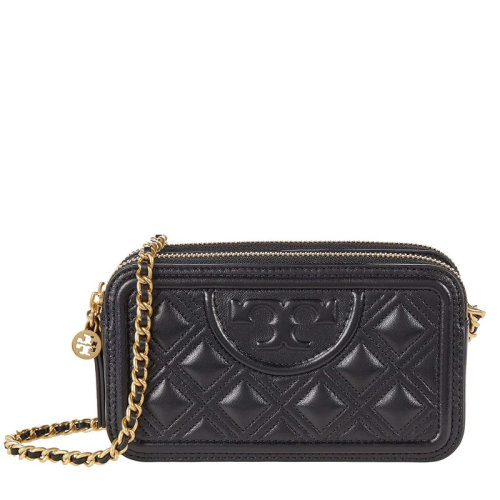 Tory Burch/湯麗柏琦 女士黑色皮革雙拉鏈迷你手提包 79403-001