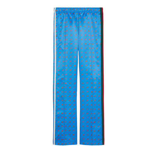 GUCCI/古馳 22年秋冬新款 adidas聯(lián)名系列 女士藍(lán)色尼龍面料斜紋老花印花慢跑長褲運(yùn)動褲697190XJEBI6269