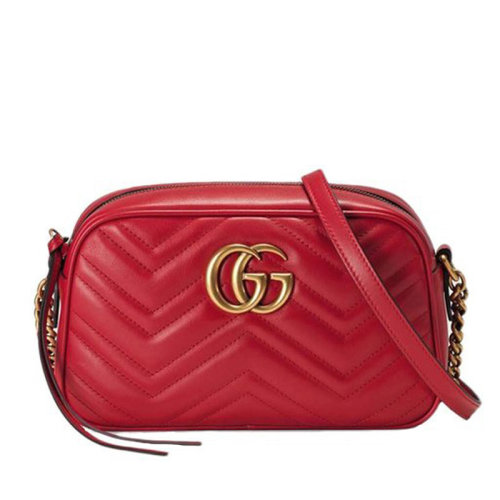 GUCCI/古馳 古琦女包 女士GG紅色皮質(zhì)經(jīng)典時(shí)尚拉鏈斜挎單肩包 447632 DTDIT 6433