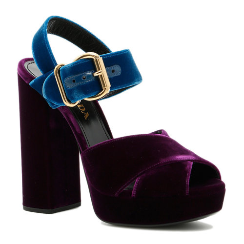 PRADA/普拉達 女士酒紅色皮高跟涼鞋