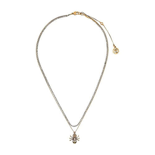Alexander McQueen/亞歷山大麥昆 女士 金色金屬蜘蛛骷髏頭時尚吊墜項(xiàng)鏈 589885J160T4560