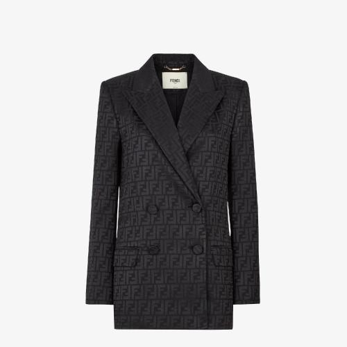  FENDI芬迪 22年秋冬 女士 夾克 黑色桑蠶絲夾克 FJ7236AJ0ZF0GME