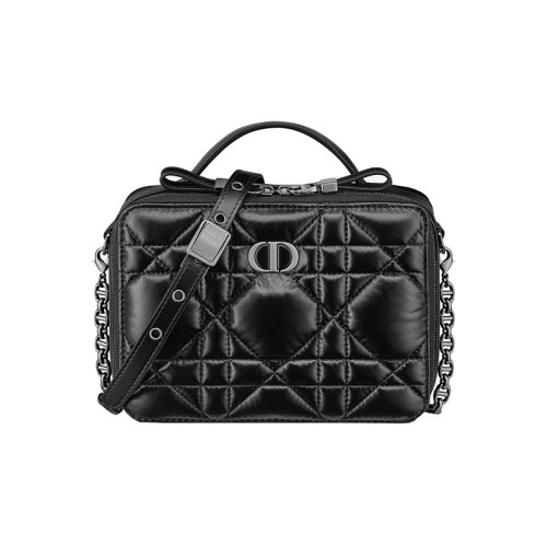 Dior 迪奧 22新款 CARO系列 女士黑色絎縫小牛皮拉鏈開合皮革手柄金色字母飾面拆卸鏈條肩帶單肩手提包S5140BNGX_M900