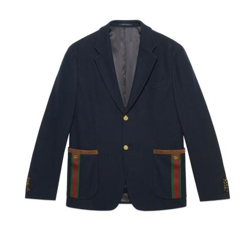  GUCCI古馳 22年秋冬 男士 針織棉織帶夾克 673264 Z8AR0 4433