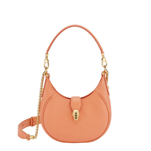 BVLGARI/寶格麗 22春夏新款SERPENTI ELLIPSE系列 女士小號(hào)珊瑚紅小牛皮蛇頭扣橢圓單肩腋下包291631