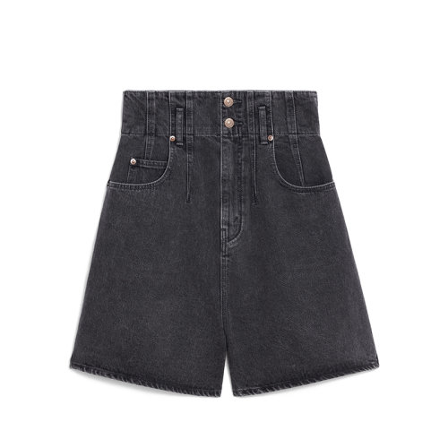 CELINE/賽琳 22年早春新款 JUMBO系列 女士水洗炭黑色純棉寬松牛仔短褲2N633947F.38CH