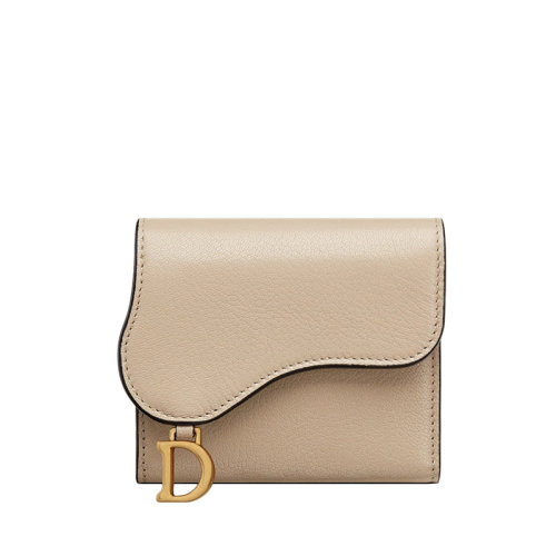 DIOR/迪奧 22春夏新款LOTUS系列 女士自然色羊皮革馬鞍形三折短款錢包S5652CCEH_M116