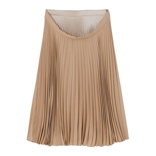 BURBERRY/博柏利 19年春夏 服裝 高腰 女性 百褶 雪紡裙 卡其色 女士半身裙 4560875#0