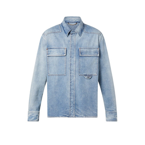 Louis Vuitton/路易威登 22年秋冬新款 男士靛藍(lán)色純棉牛仔夾克式襯衫1AA506