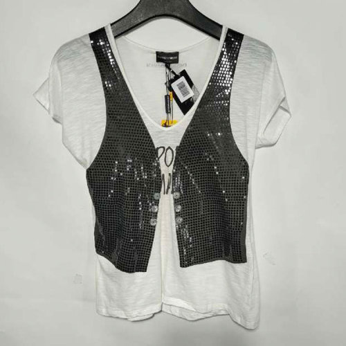 Emporio Armani/安普里奧阿瑪尼/黑白拼色女士短袖T恤