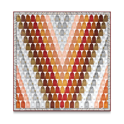 Louis Vuitton/路易威登 22年秋冬新款 LV TAGS 90系列 女士棕色真絲絲網(wǎng)印花絲巾方巾M77660