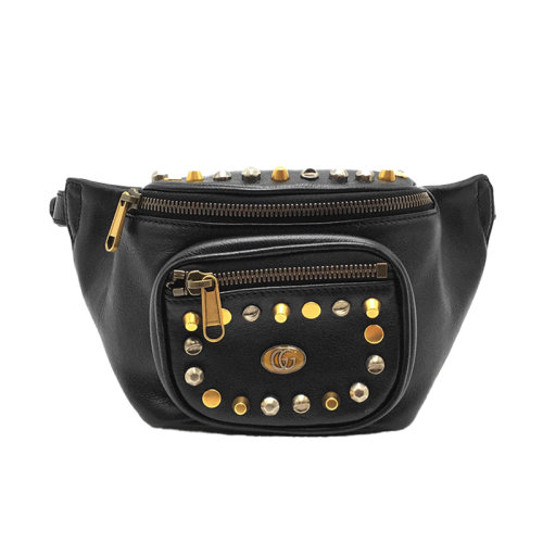 GUCCI/古馳男女同款 腰包/胸包  鉚釘復古款皮質   ay