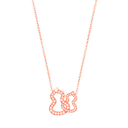 QEELIN/麒麟珠寶 經(jīng)典WULU系列 18K金玫瑰金鑲嵌鉆石鏤空雙葫蘆吊墜項(xiàng)鏈WU-030-DBNL-RGD