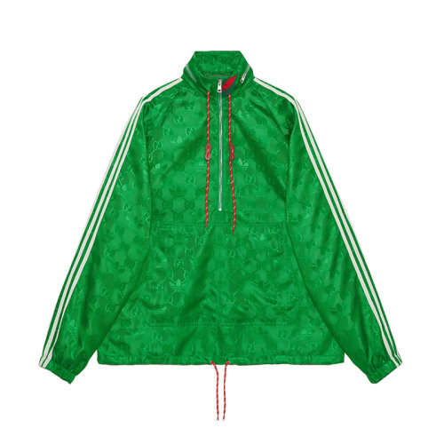 GUCCI/古馳 22秋冬新款 男士綠色綿綸混紡雙G標志沖鋒衣夾克696651Z8A2H3778