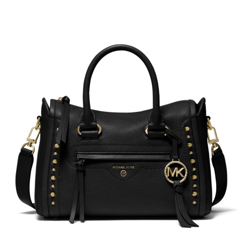 Michael Kors/邁克·科爾斯 Carine系列小號(hào)女士純色牛皮經(jīng)典MK字母徽標(biāo)裝飾鉚釘元素拉鏈開(kāi)合單肩包斜挎包手提包女包 30S0GCCS1T 多色可選