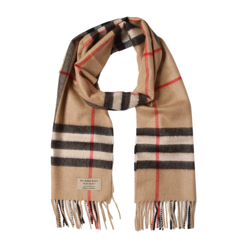 BURBERRY/博柏利 熱賣 男女同款 中性經(jīng)典駝色羊絨格紋流蘇圍巾圍脖 3929522