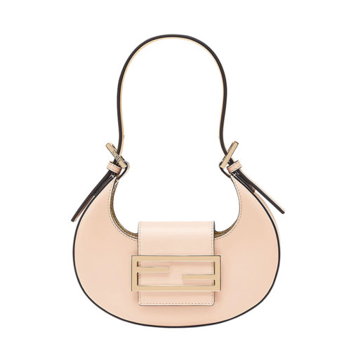 Fendi/芬迪 22年春夏新款 女士迷你粉色皮革牛角流浪包FF搭扣新月單肩包8BS065AAIWF14N1