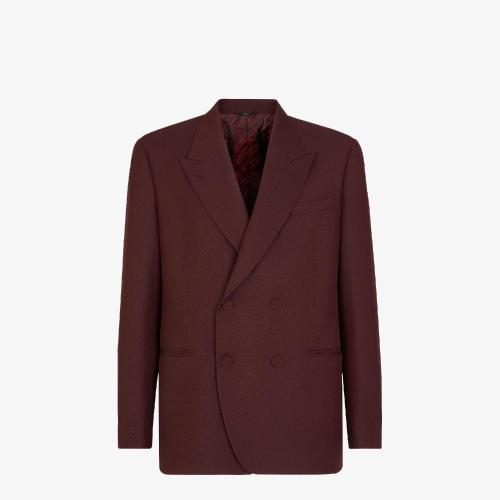  FENDI芬迪 22年秋冬 男士 夾克 酒紅色羊毛西裝外套 FJ0709AL_F0HM6