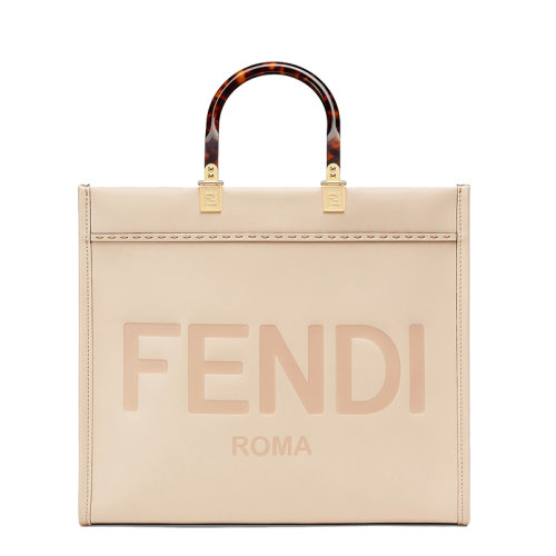 FENDI/芬迪 20  SUNSHINE系列 女士中號粉色小牛皮徽標有機玻璃提手單肩手提包8BH386ABVLF1BA9