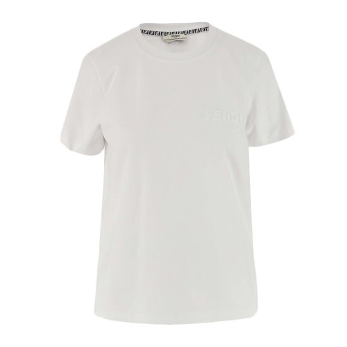  FENDI/芬迪 女士白色棉質(zhì)短袖T恤 FS7254 AFLD F0ZNM PLFSX