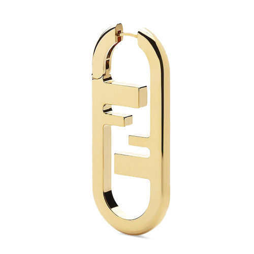 FENDI/芬迪  O’LOCK系列 大號金色金屬Fendi O'Lock鏤空圖案橢圓形耳環(huán)8AH289B08F0CFK