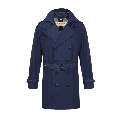 BURBERRY/博柏利 burberry服裝 巴寶莉 翻領(lǐng)男士風(fēng)衣 男裝 深藍(lán)色 外套 大衣  40518811