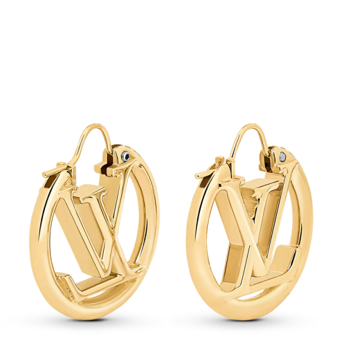 Louis Vuitton/路易威登 22春夏新款LOUISE系列 金色金屬鏤刻徽標(biāo)字母標(biāo)識耳環(huán)M00396