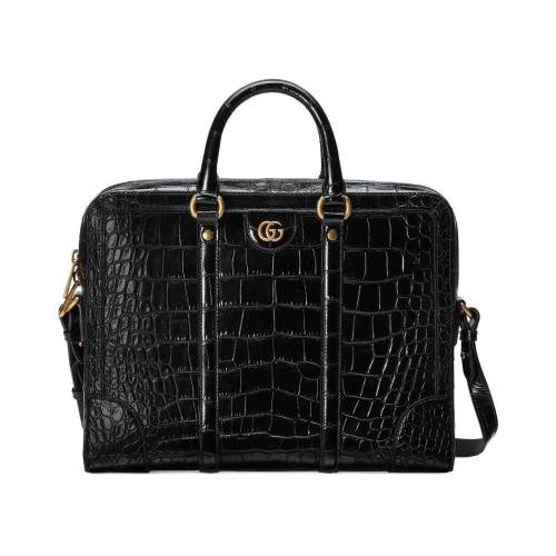  GUCCI古馳 22年秋冬 男士 飾雙G鱷魚皮公文包 702137 EAAC4 1000