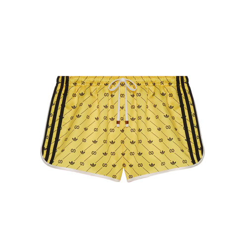 GUCCI/古馳 22年秋冬新款 adidas聯(lián)名系列 女士黃色/黑色聚酯纖維老花斜紋印花短褲693439XJEGV1131