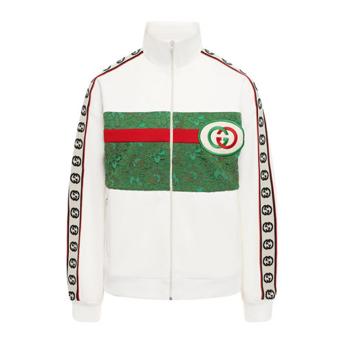 GUCCI/古馳   女裝 服飾 白色棉質(zhì)雙GG刺繡logo長袖外套女士夾克