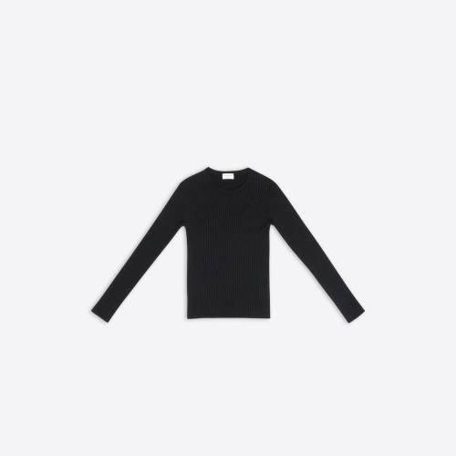  BALENCIAGA巴黎世家 22年春夏 女士 長袖T恤 Womens Fitted Sweater in Black 696535T16461000