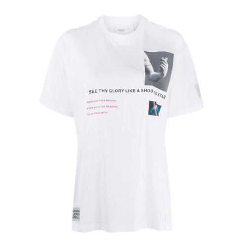 BURBERRY/博柏利  女裝 服裝 白色棉質(zhì)圖案字母印花圓領 女士短袖T恤 8024656