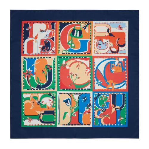  GUCCI古馳 22年秋冬 女士 Gucci波普印花斜紋方巾 723131 3G001 4176