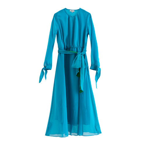 GeleiStory/GeleiStory 女裝新款凱特王妃同款圓領(lǐng)長(zhǎng)袖收腰系帶連衣裙 女士裙裝＞女士連衣裙