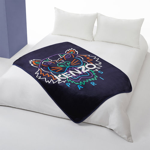 KENZO/高田賢三 炫彩虎頭毯法蘭絨毯薄絨毯140*100cm