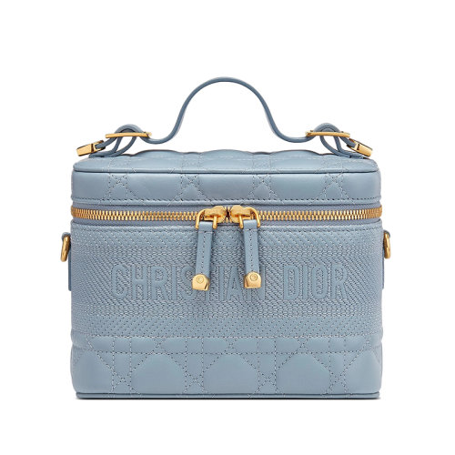 DIOR/迪奧 DIORTRAVEL系列 云藍色小羊皮Cannage飾有藤格紋小號單肩手提包 S5488UNTR_M81B