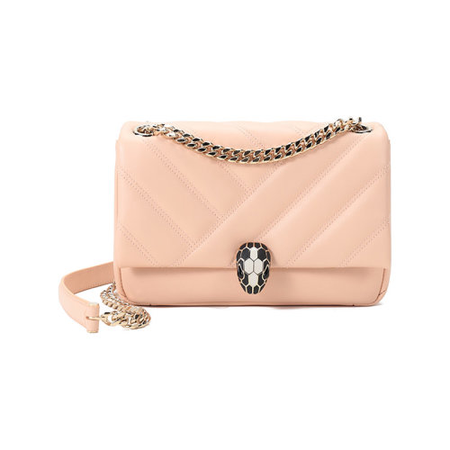 BVLGARI/寶格麗  女士小號SERPENTl CABOCHON系列牛皮蛇頭扣銜縫單肩斜挎包 290612