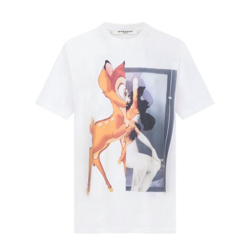 Givenchy/紀梵希  經(jīng)典款女士純棉圓領印花小鹿短袖T恤 （2色可選）BW700D304U-001